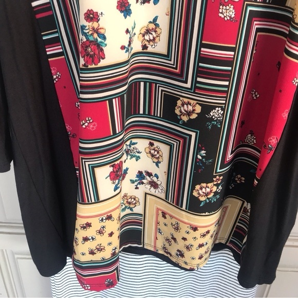 Ava James Pullover Round Neck SzL 3/4 Sleeve Black/Graphic Print Spandex Blend - Picture 8 of 10